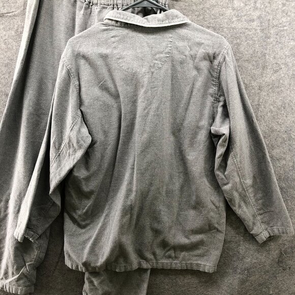 Muji Flannel Pajama Set Womens L Gray Long Sleeve 2 Piece Pants Shirt - Picture 3 of 10